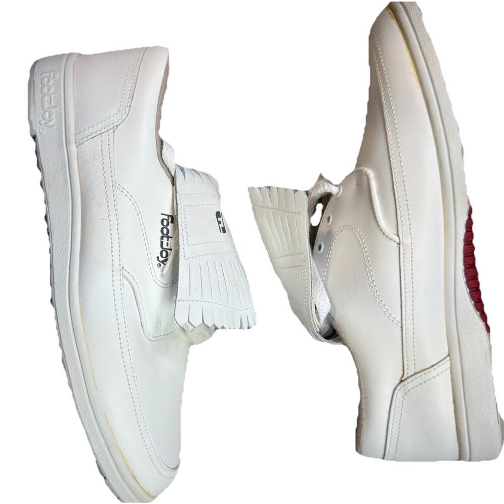 FootJoy SoftJoy‎ White Kiltie Golf Shoes Mens Size US 7 M Soft Spike Style 53884 - Picture 6 of 11
